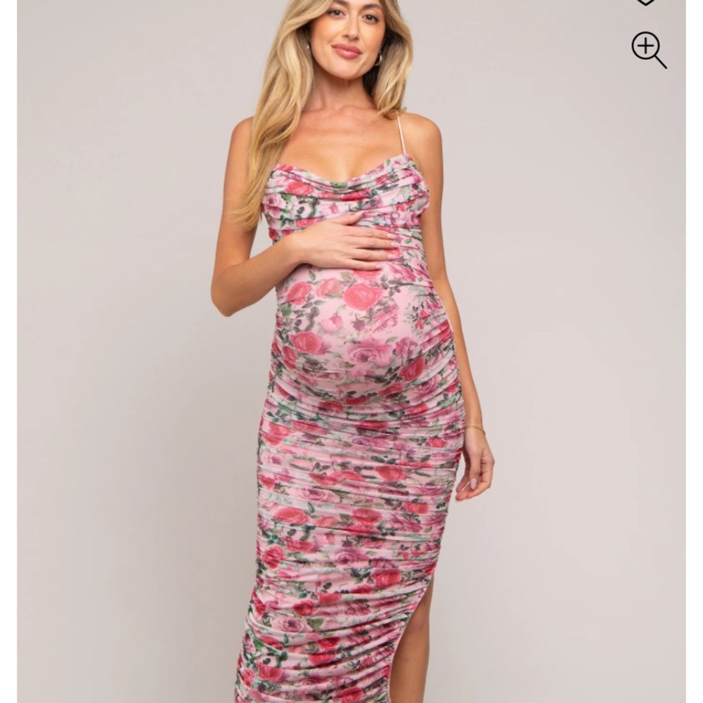 Floral Pink Maternity Dress
